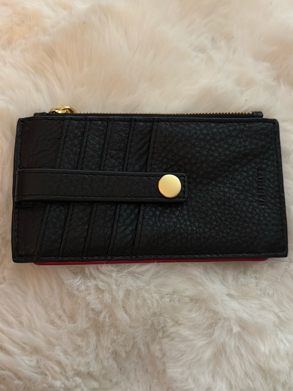 Hammitt Black Leather Zip Pouch with Red Lining - Picture 3 of 3